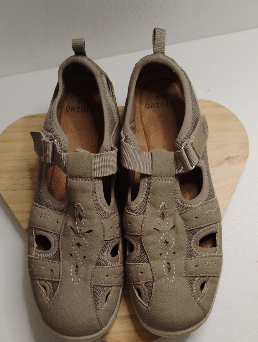 Origins Taupe Suede Strap Cutout Sandals